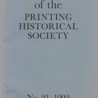 Robin MYERS (ed.): Journal of the Printing Historical Society 21, 1992